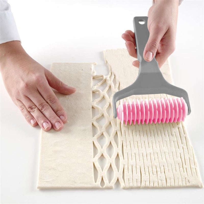 Ginfonr Pastry Lattice Roller Cutter, Pastry Cutter Roller DIY Baking Tool for Dought Cookie Pie, Crust Pastry Wheel for Cutting, Baking & Cooking Tool for Apple Pie Crust or Ravioli Pasta - Image 1