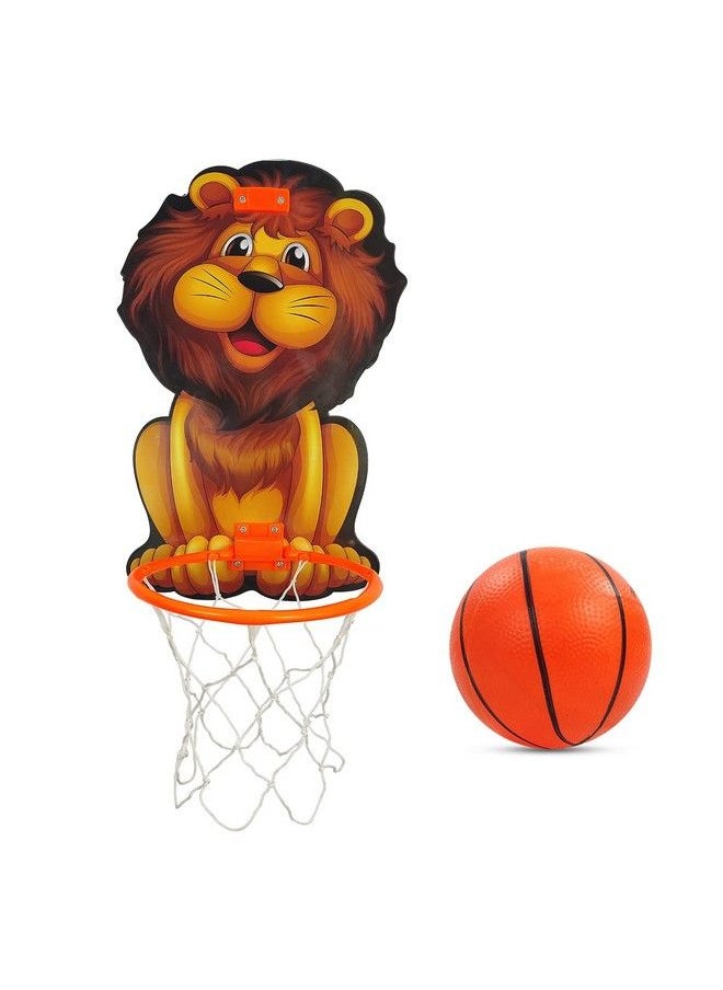 NHR Lion Basket Ball For Kids Toys For Boys And Girls Portable Set With Hanging Board Ring Net Ball Indoor And Outdoor Games Good For Pastime Birthday And Return Gift Set Standard  - Image 1
