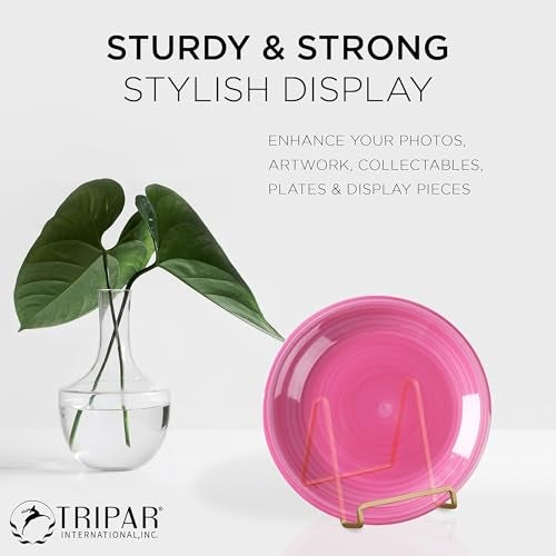 TRIPAR 4-Inch 2 Pack Metal Venetian Gold Square Stand, Square Wire Easel, Small Photo Stand, Small Book Holder Stand for Table, Display for Picture Frames, Plaques and Plates - Image 3