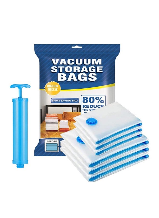 Deejay Deejay Space Saver Pack Of 6 Variety(3Xjumbo&3Xlarge) Reusable Vacuum Storage Ziplock Compression Bags For Travel With Hand Pump 3 Jumbo(70 * 100 Cm)&3 Large(60 * 80 Cm) Polyamide Polyethylene,White  - Image 1