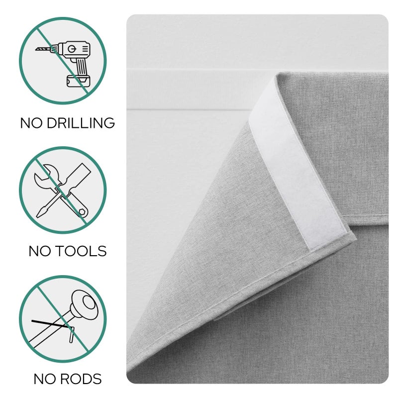 HOMEIDEAS HOMEIDEAS Linen Sidelight Curtains for Front Door  Side Door Window Curtains  Front Door Curtains for Small Window  Thermal Insulated Door Window Covering  1 Panel  W12 X L40  Light Grey - Image 3