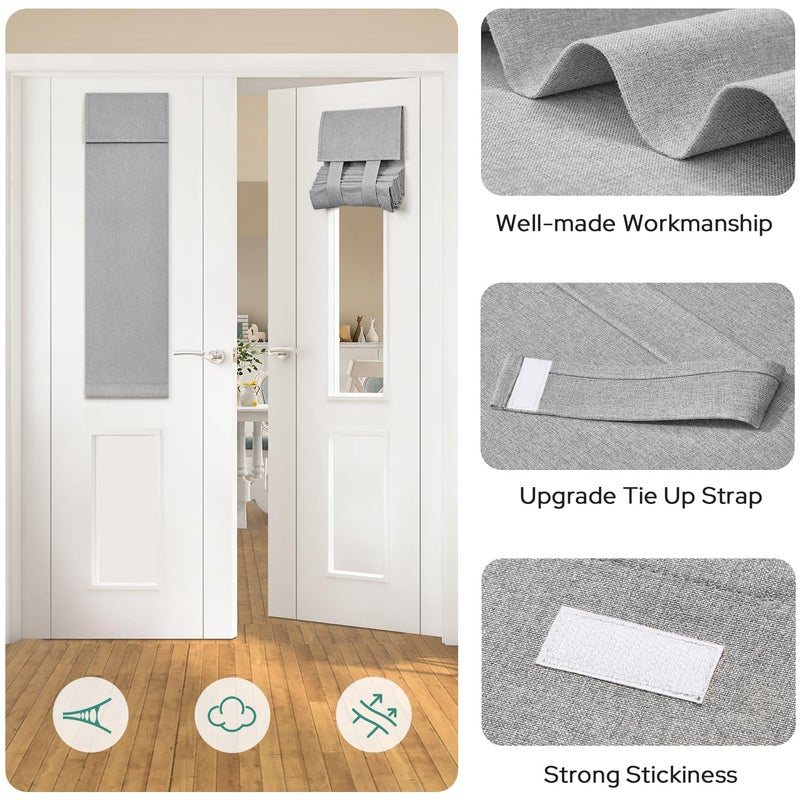 HOMEIDEAS HOMEIDEAS Linen Sidelight Curtains for Front Door  Side Door Window Curtains  Front Door Curtains for Small Window  Thermal Insulated Door Window Covering  1 Panel  W12 X L40  Light Grey - Image 5