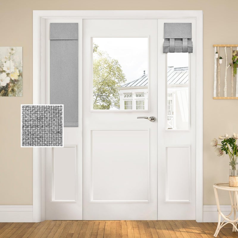 HOMEIDEAS HOMEIDEAS Linen Sidelight Curtains for Front Door  Side Door Window Curtains  Front Door Curtains for Small Window  Thermal Insulated Door Window Covering  1 Panel  W12 X L40  Light Grey - Image 1