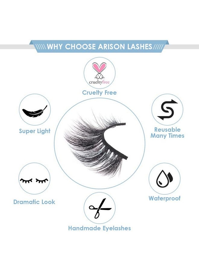 ARISON LASHES Arison Faux Mink Lashes Natural Look Fluffy Fake False Eyelashes 3D Wispy Lashes Long Lashes Bulk For Women B03 - Image 5