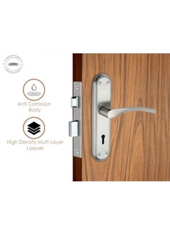 HOMRA HOMRA Mortise Door Locks for Main Door Bedroom Door Door Lock Handle Set with Lock Body Set with 3 Key Main Door Locks for HomeOfficeHotel Silver Glossy Finish HR110SS  - Image 4