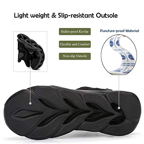 ORISTACO Work Safety Boots Breathable Lightweight Steel Toe Industrial Construction Landscaping Tennis Sneakers, 850 Black 40 - Image 5