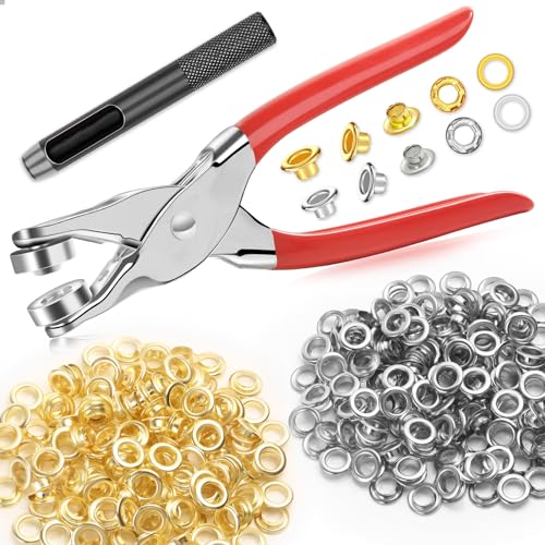 PAXCOO 643Pcs Grommet Tool Kit 1/2 Inch(Inside Hole Size) Eyelet Kit with 320Pcs Eyelets Grommets, 320Pcs Washers, and Grommet Eyelet Pliers for Leather/Belt/Shoes/Crafts - Image 1
