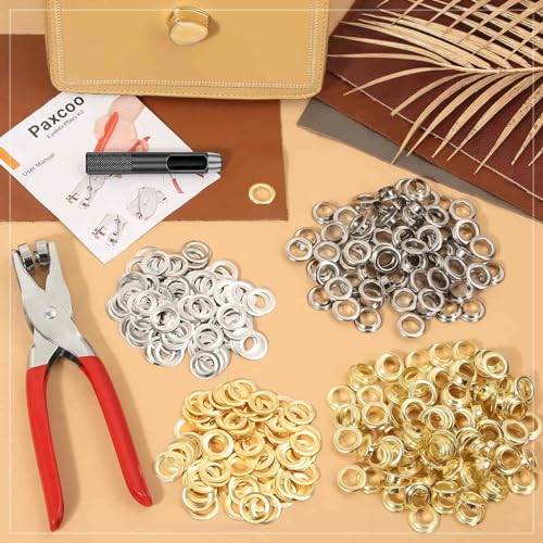 PAXCOO 643Pcs Grommet Tool Kit 1/2 Inch(Inside Hole Size) Eyelet Kit with 320Pcs Eyelets Grommets, 320Pcs Washers, and Grommet Eyelet Pliers for Leather/Belt/Shoes/Crafts - Image 5