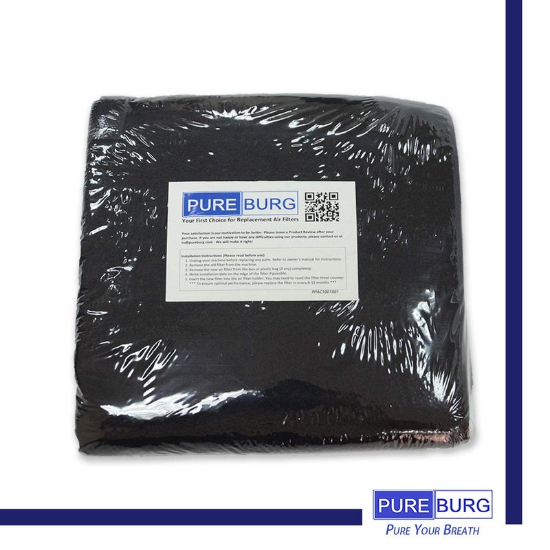 PUREBURG فلتر كربون PUREBURG، وسادة كربون قابلة للقطع 16 × 48 بوصة لفلتر الهواء، ورقة فحم تناسب شفاطات المداخن، فلاتر الفرن، تزيل الروائح، أجزاء ملحقات استبدال، 1-عبوة - Image 4