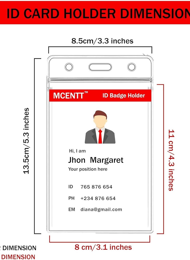 PARTNER 10 Pcs Premium Clear ID Card Badge Holders with Lanyard,Waterproof Clear Plastic Holder with Neck Lanyard Swivel J-Hook Clip for Access, Business, School, Office (Pack of 10 - Vertical)  - Image 2