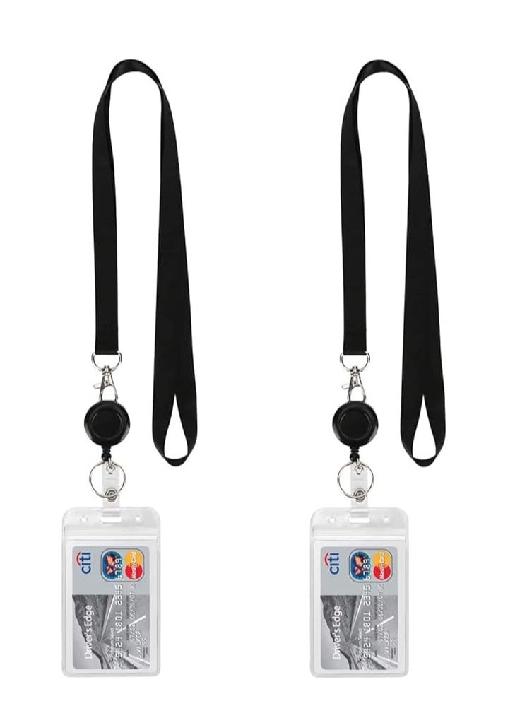 PARTNER 10 Pcs Premium Clear ID Card Badge Holders with Lanyard,Waterproof Clear Plastic Holder with Neck Lanyard Swivel J-Hook Clip for Access, Business, School, Office (Pack of 10 - Vertical)  - Image 3