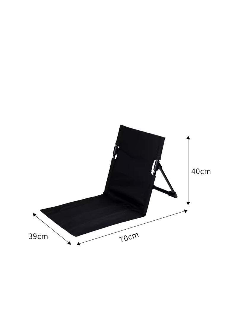 BLUE CORAL Outdoor Camping Ultra-light Comfortable Folding Chair Park Leisure Beach Chair Portable Single Lazy Chair Back Camping Chairs (Black) - Image 2