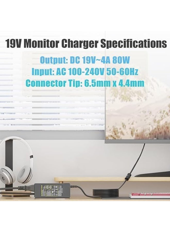 Zexen LG 80W 19V AC Adapter for Monitor Power Cord 6.5mmX4.4mm Electronics 32" 27" 24" 19" 20" 22" LCD LED HD TV 27GL83A-B 27MN60T-W 27ML600M UN32J4000 UN32J4000AF UN32J5003 Charger - Image 3