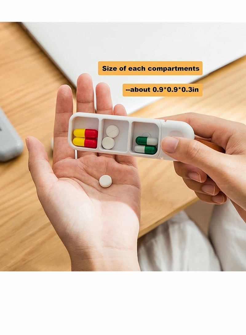 SYOSI Portable Pill Box 3 Times a Day, Small Keychain Pill Case for Purse Pocket Bag, Compact Daily Pill Organizer for Pills/ Vitamin/ Supplements (Grey) - Image 2