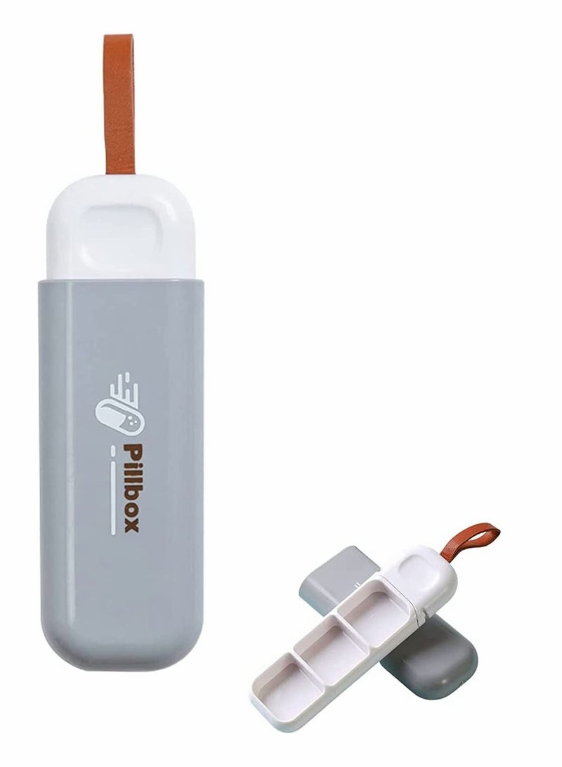 SYOSI Portable Pill Box 3 Times a Day, Small Keychain Pill Case for Purse Pocket Bag, Compact Daily Pill Organizer for Pills/ Vitamin/ Supplements (Grey) - Image 1