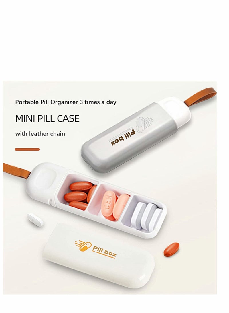 SYOSI Portable Pill Box 3 Times a Day, Small Keychain Pill Case for Purse Pocket Bag, Compact Daily Pill Organizer for Pills/ Vitamin/ Supplements (Grey) - Image 4