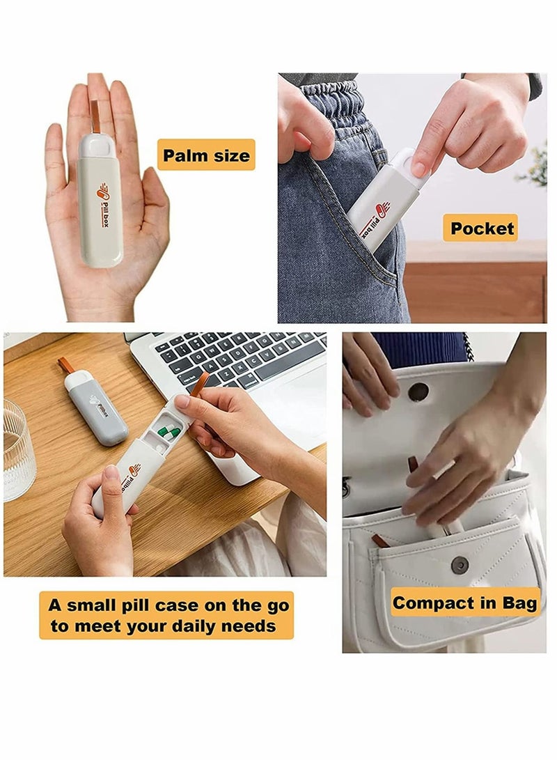 SYOSI Portable Pill Box 3 Times a Day, Small Keychain Pill Case for Purse Pocket Bag, Compact Daily Pill Organizer for Pills/ Vitamin/ Supplements (Grey) - Image 3
