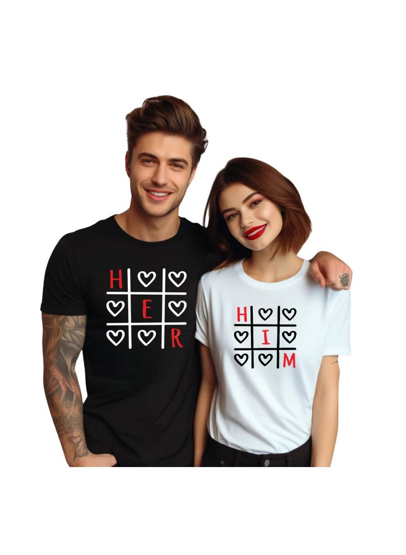 برينت شوب فور مي تي شيرت للأزواج لعيد الحب - تي شيرت قطني بأكمام قصيرة ورقبة دائرية متطابقة للأزواج - هدية لصديقك وصديقتك - Image 1