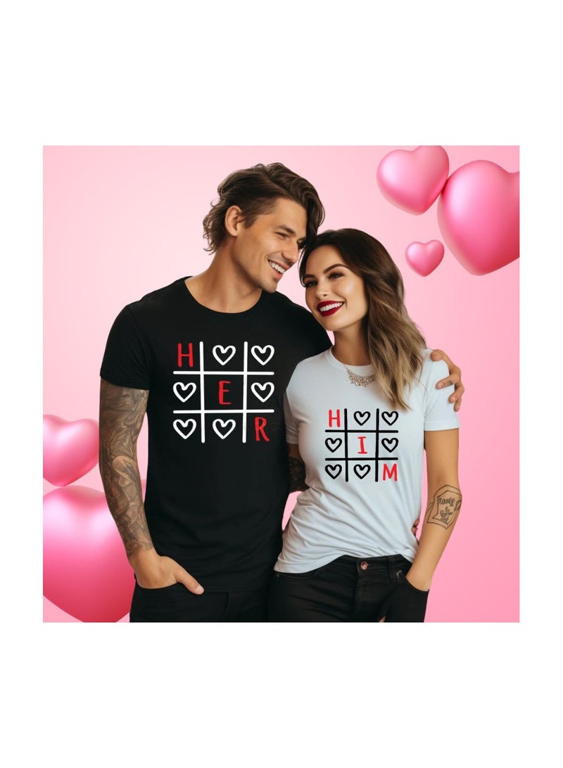 برينت شوب فور مي تي شيرت للأزواج لعيد الحب - تي شيرت قطني بأكمام قصيرة ورقبة دائرية متطابقة للأزواج - هدية لصديقك وصديقتك - Image 2