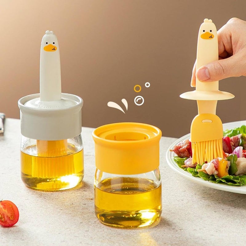 ASHGUJ Kitchen Oil Dispenser with Silicone Brush Glass Bottle for Cooking BBQ and Baking HeatResistant and Easy to Clean Pack of 2Multicolor 