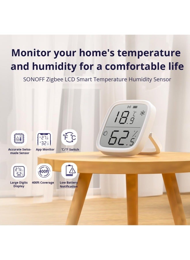 SONOFF Zigbee Indoor Temperature Humidity Sensor, SNZB-02D LCD Zigbee Thermometer Hygrometer, Works with Alexa & Google Home for Remote Monitoring and Home Automation, ZigBee 3.0 Hub Required, 1-Pack - Image 2