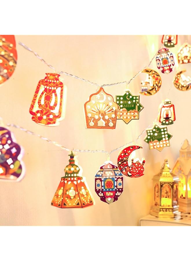 erorex Goodren Ramadan Eid Decorations String Light 1.5 Meter 10 Leds Indoor Outdoor String Lights Ornaments For Eid Mubarak Metal Moon Star Lantern String Lights For Home Decoration Party Supplies Multi - Image 1