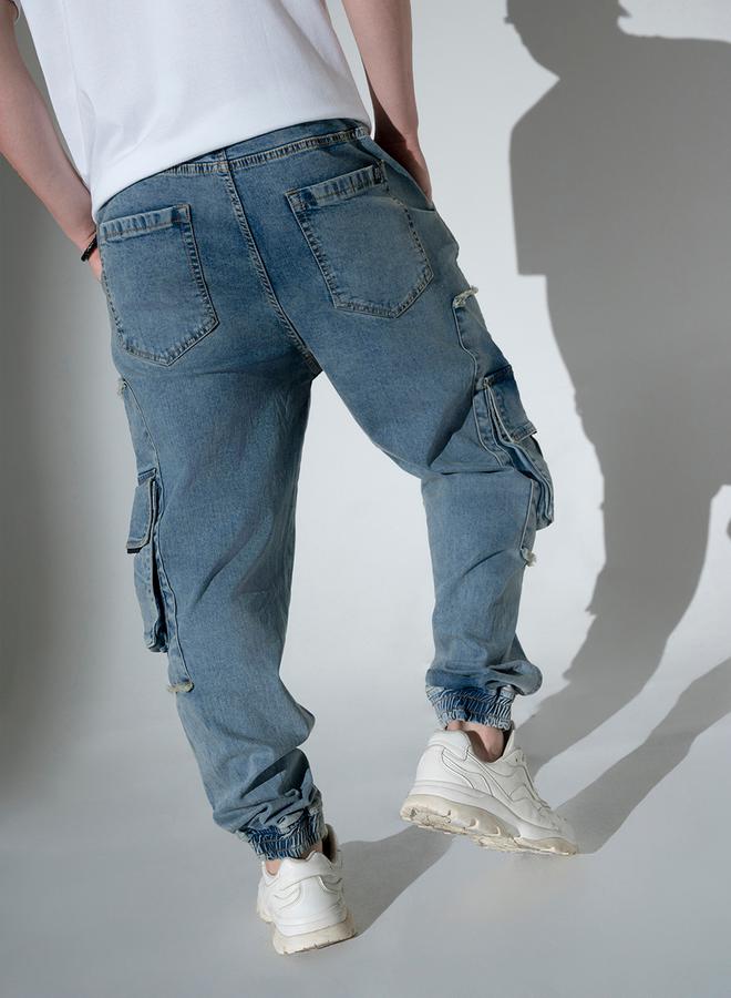 Hubberholme Mid Rise Faded Jeans with Cargo Pockets - Image 3