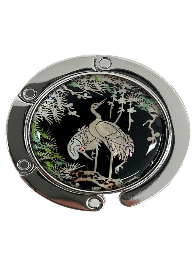 Store-Play Inlay Mother of Pearl Handbag Hanger Foldable Table Purse Hook Caddy Holder (Crane) - Image 1