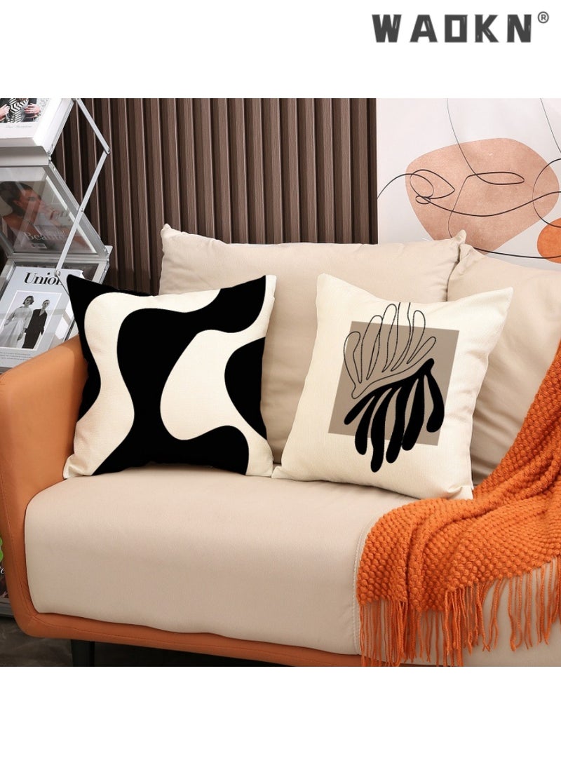 WAOKN Pillow Covers Set of 4,Pillow Covers Modern Sofa Throw Pillow Cover,Decorative Soft Cotton Linen Cushion Covers for Sofa Car 45 x 45 cm Square Throw Pillow Covers Pillowcases with Invisible Zipper - Image 4