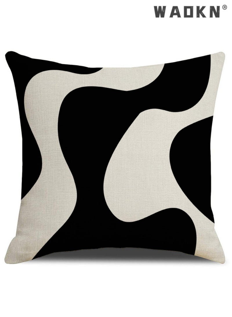 WAOKN Pillow Covers Set of 4,Pillow Covers Modern Sofa Throw Pillow Cover,Decorative Soft Cotton Linen Cushion Covers for Sofa Car 45 x 45 cm Square Throw Pillow Covers Pillowcases with Invisible Zipper - Image 5