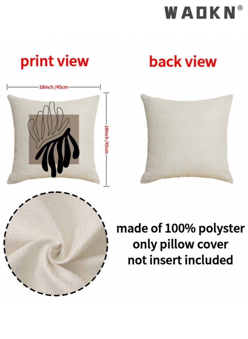 WAOKN Pillow Covers Set of 4,Pillow Covers Modern Sofa Throw Pillow Cover,Decorative Soft Cotton Linen Cushion Covers for Sofa Car 45 x 45 cm Square Throw Pillow Covers Pillowcases with Invisible Zipper - Image 3