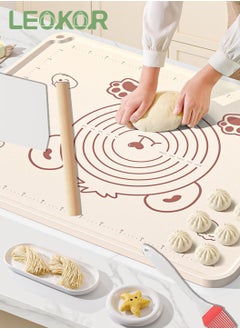 LEOKOR Silicone Pastry Baking Mat, Food Grade Silicone Rolling Mat for Dough with Edge Heightening, Non-stick Thick Kneading Mat with Dough Cutter, Pastry Brush and Rolling Pins 50*70CM  - Image 1