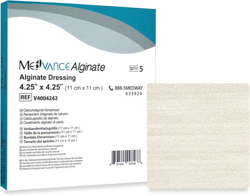 MedVance TM Alginate Calcium Alginate Dressing 425x425 Box of 5 dressings - Image 1