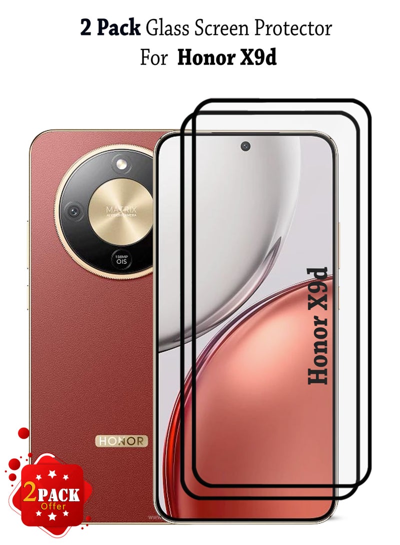 2 Pack Honor X9d Screen Protector | Tempered Glass Compatible with Honor X9d | Screen Protector Full HD Quality Tempered Glass Anti-Scratch Edge to Edge Coverage with Easy Installation Kit - Black - Image 1