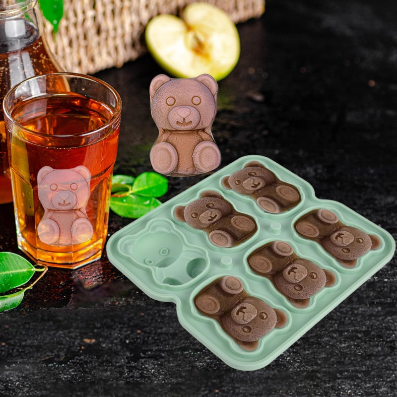 Nerien Bear Ice Cube Tray Mold - 3D Bear Shape Ice Cube Trays, Cute Ice Cube Molds for Whiskey Bourbon, 4-Hole Large Fun Shapes Ice Cube Trays, Funny Bear Gifts for Bear Lovers Women Men - Image 5