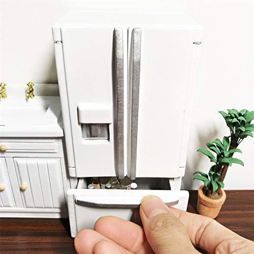 SXFSE Dollhouse Decoration Accessories 112 Dollhouse Miniature Furniture Simulation Fridge Refrigerator Kitchen Prop Decor White - Image 4