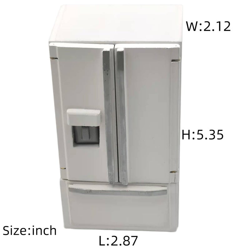 SXFSE Dollhouse Decoration Accessories 112 Dollhouse Miniature Furniture Simulation Fridge Refrigerator Kitchen Prop Decor White - Image 3