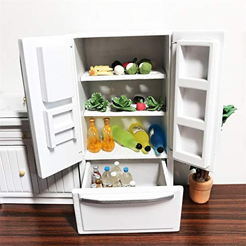 SXFSE Dollhouse Decoration Accessories 112 Dollhouse Miniature Furniture Simulation Fridge Refrigerator Kitchen Prop Decor White - Image 5