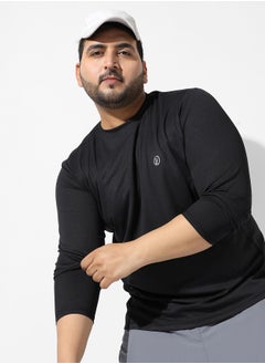 Instafab Plus Men's Solid Black Regular Fit Activewear T-Shirt  - Image 1