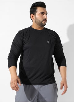Instafab Plus Men's Solid Black Regular Fit Activewear T-Shirt  - Image 2