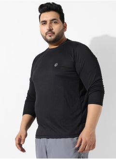 Instafab Plus Men's Solid Black Regular Fit Activewear T-Shirt  - Image 3
