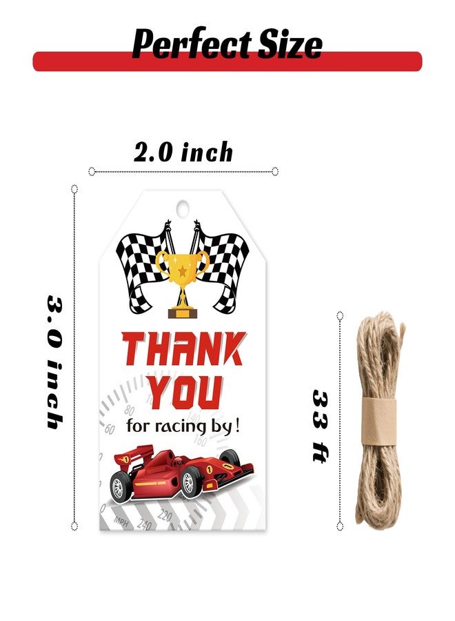 BOBYIYI 50pcs Race Car Thank You Tags Car Theme Gift Tags Fast One/Two Boy Birthday Favor Cars Birthday Gift Tag Race Track Party Supplies - Image 2