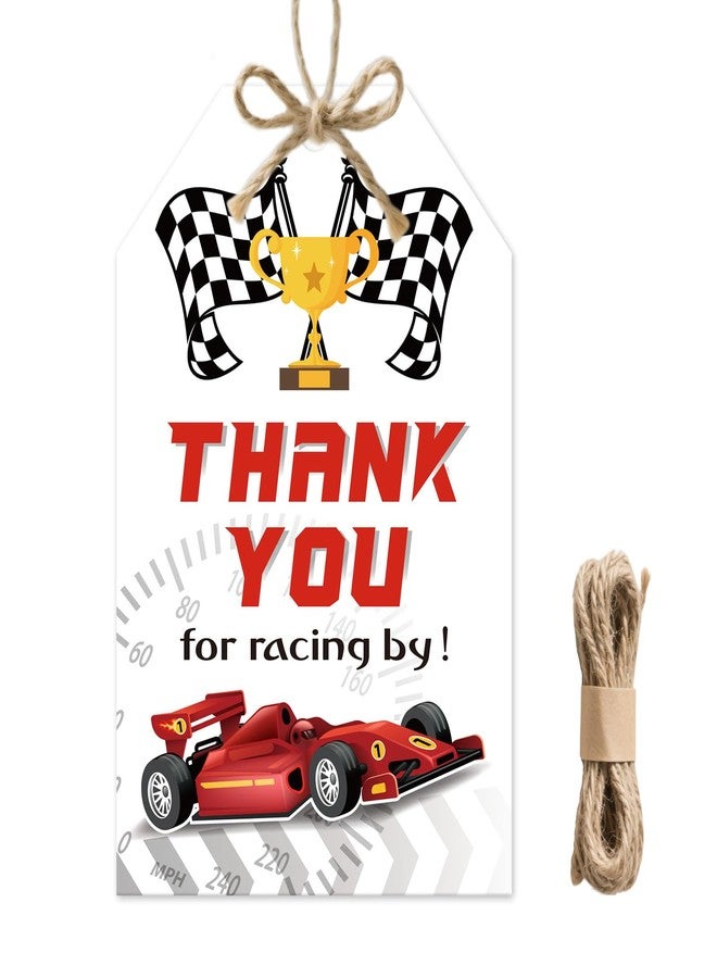BOBYIYI 50pcs Race Car Thank You Tags Car Theme Gift Tags Fast One/Two Boy Birthday Favor Cars Birthday Gift Tag Race Track Party Supplies - Image 1