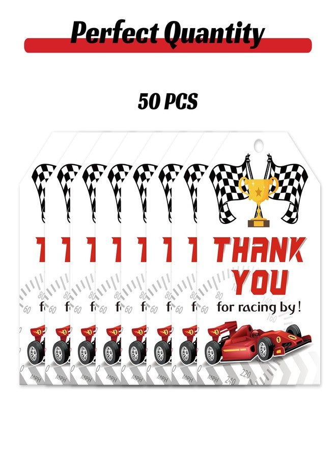 BOBYIYI 50pcs Race Car Thank You Tags Car Theme Gift Tags Fast One/Two Boy Birthday Favor Cars Birthday Gift Tag Race Track Party Supplies - Image 4