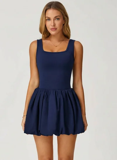 SVL Padel & Tennis Dress with Built-in Bra & Shorts - Navy Blue - SVL