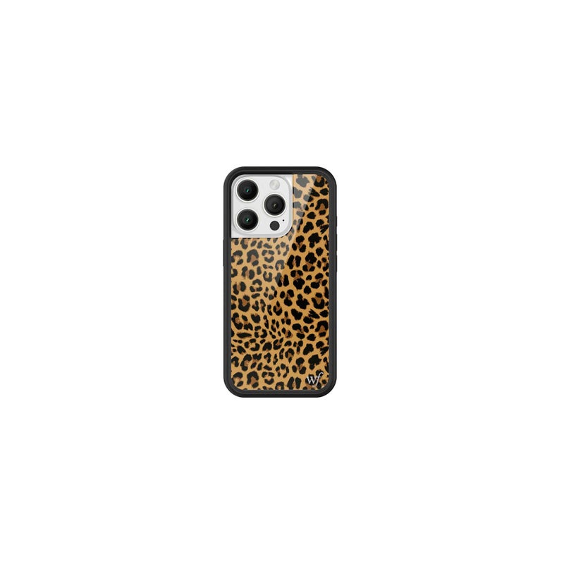 Wildflower Cases - Compatible with iPhone 16 Pro | Protective Black Bumper, 6.5ft Drop Test Certified, Women Owned Small Business | Leopard Animal Brown Spots Cute Trendy | Meow - Image 1