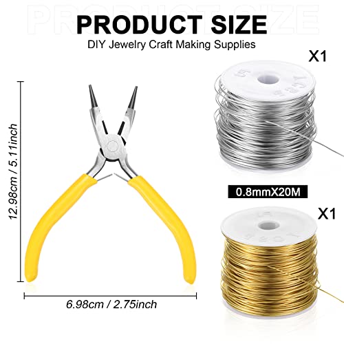 Mudder 2 Rolls Wire for Jewelry Making and Pliers Silver Craft Tarnish Resistant Jewelry Beading Wire for DIY Craft Making Supplies (Gold,Silver,20 Gauge) - Image 2