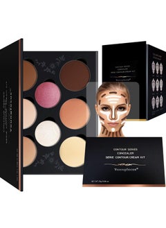 youngfocus Youngfocus Cosmetics Cream Contour Best 8 Colors Contouring Foundation - Highlighting Makeup Kit/Concealer Palette - Vegan, Cruelty Free and Hypoallergenic - Instruction Manual（Face Blushes）  - Image 1
