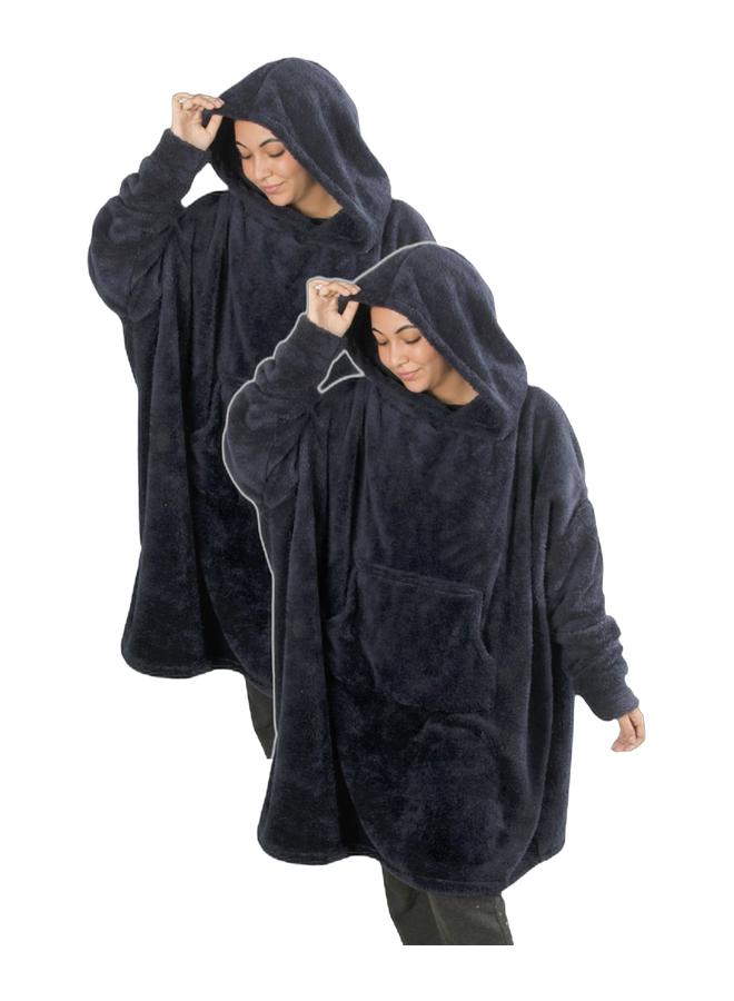 سنوز طقم قطعتين، دفاية قابله للارتداء سنوز أوفر سايز مع غطاء للرأس، دارك بلو - Image 1