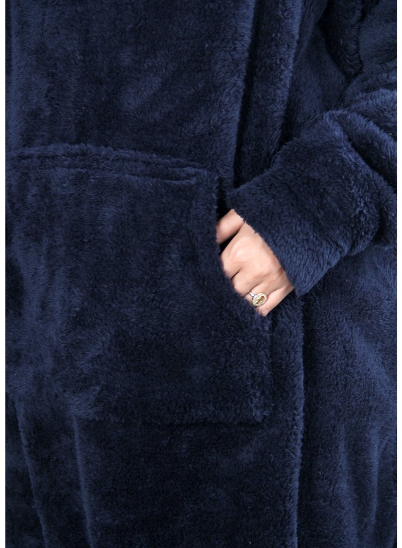 سنوز طقم قطعتين، دفاية قابله للارتداء سنوز أوفر سايز مع غطاء للرأس، دارك بلو - Image 5